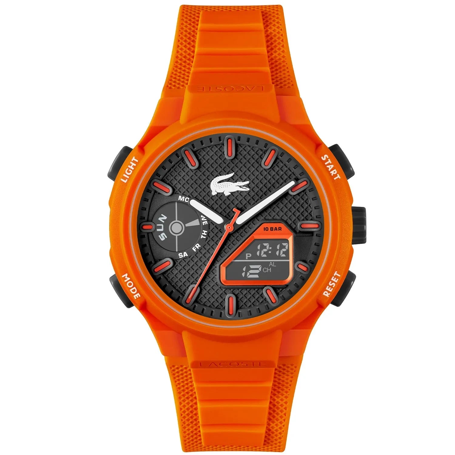 Lacoste Orange Rubber Black Dial Multi-function Men's-2011369
