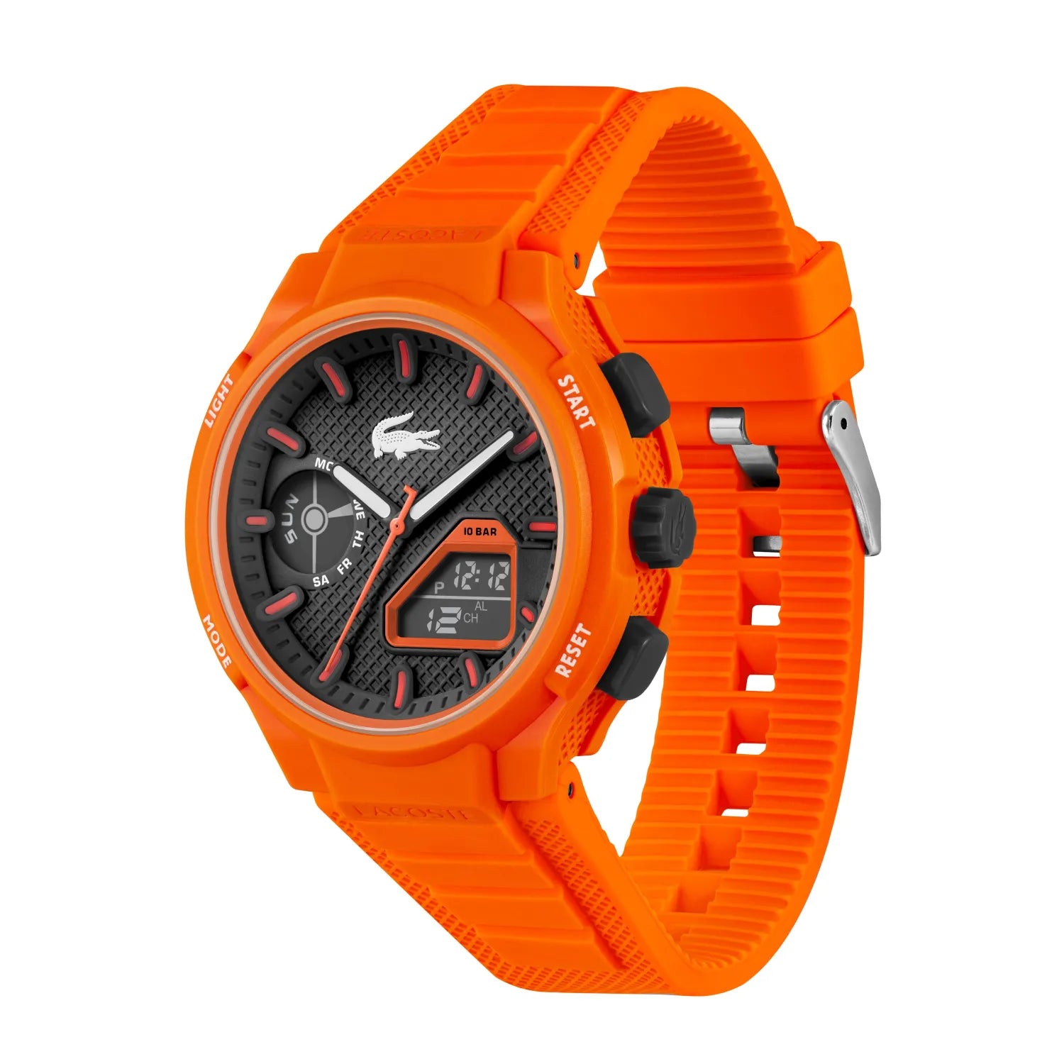 Lacoste Orange Rubber Black Dial Multi-function Men's-2011369