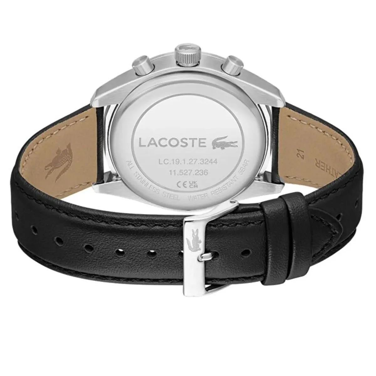 Lacoste Black Leather Chronograph Men's Watch - 2011379