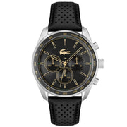 Lacoste Black Leather Chronograph Men's Watch - 2011379
