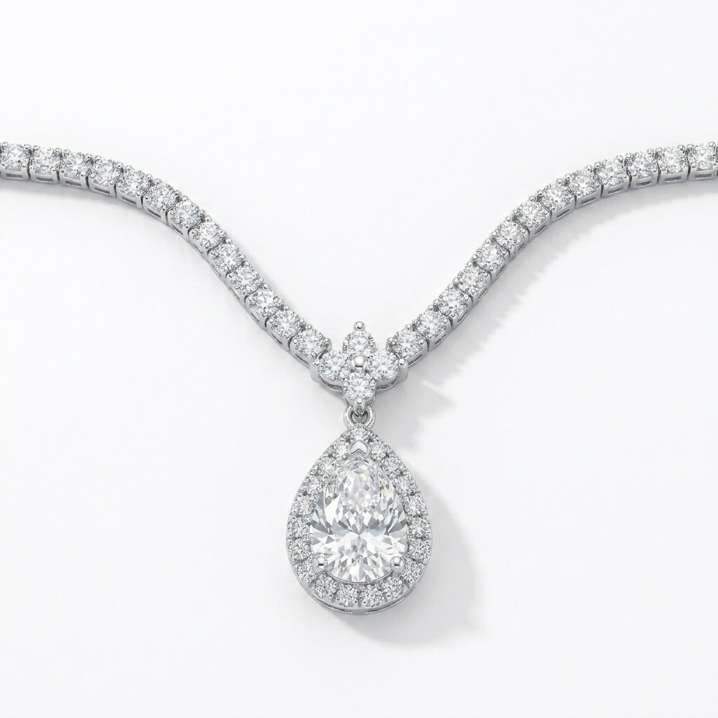 925 Silver Zircon Teardrop Necklace