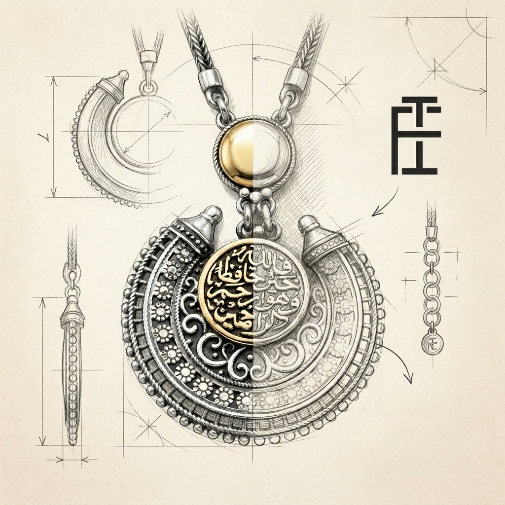 Arabic Necklace Engraved with "Fa Allah Khair Hafizan Wa Huwa Arham Al-Rahimeen" – 925 Sterling Silver
