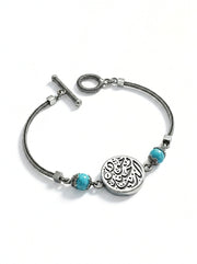 925 Silver Women's Bracelets Crowned with an Agate Stone Egyptian Handmade