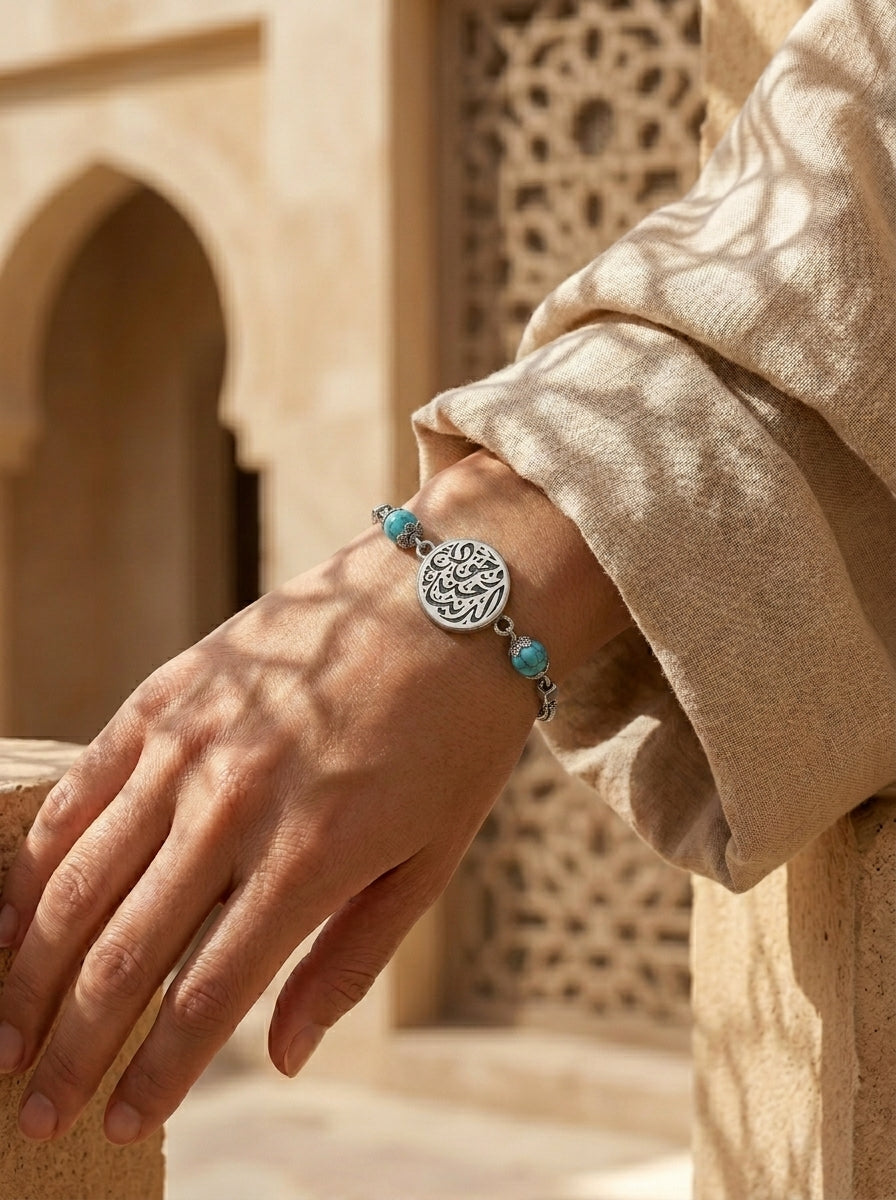 925 Silver Women's Bracelets Crowned with an Agate Stone Egyptian Handmade