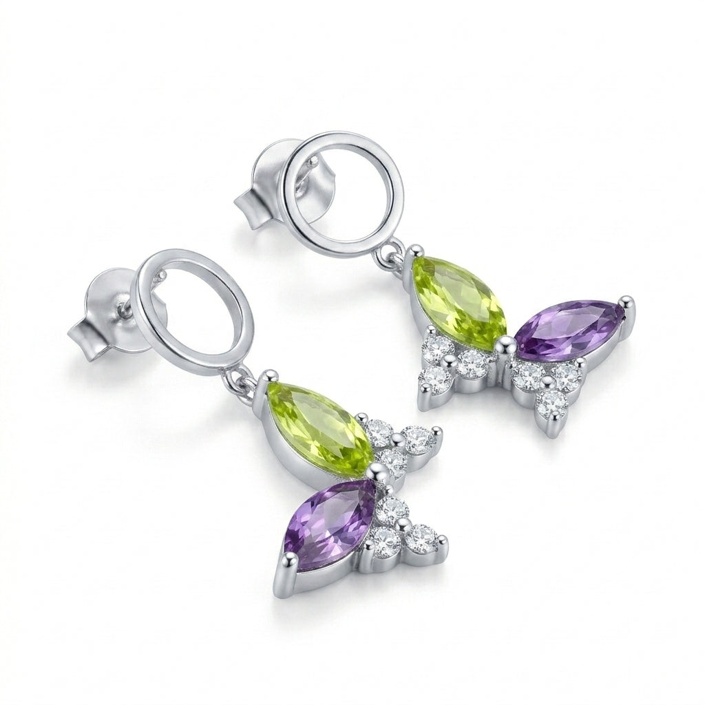 925 Silver Multicolored Zircon Earrings