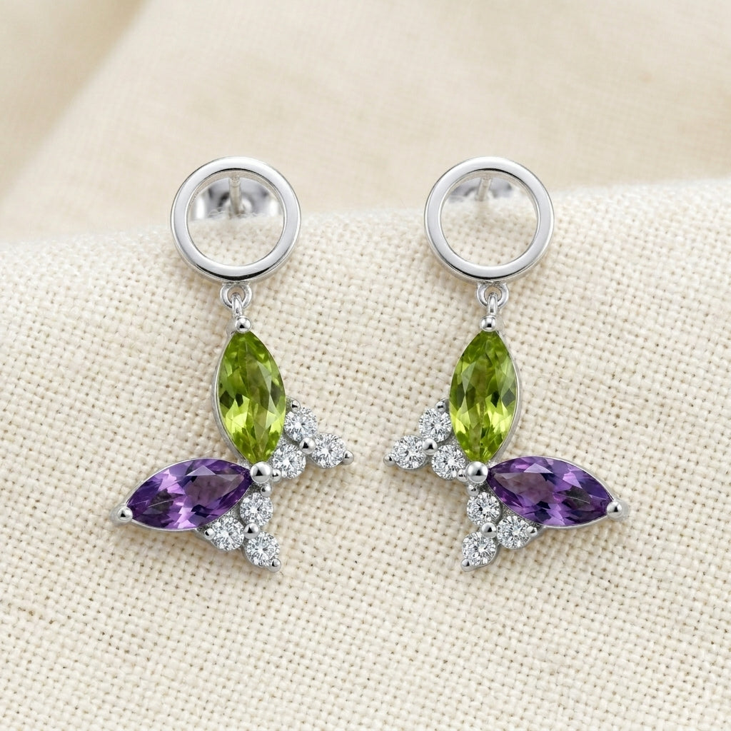 925 Silver Multicolored Zircon Earrings