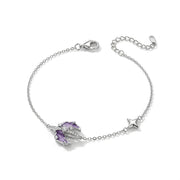 925 Bracelet with a Crescent Inside a Zircon-Studded Circle