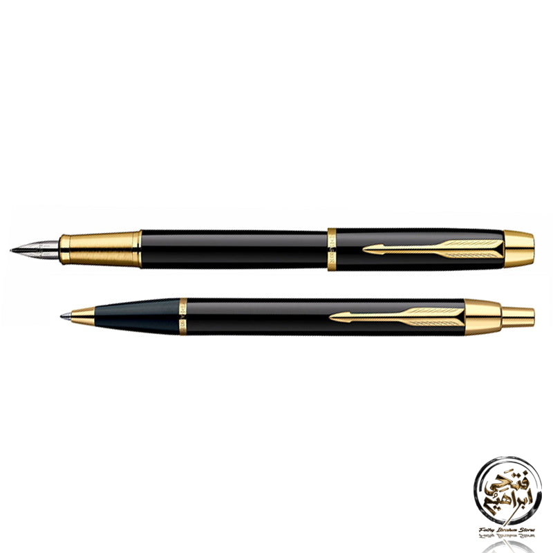 (IM) Parker ballpoint and ink pen set, silver and gold