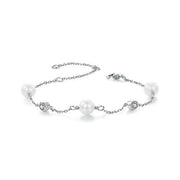 انسيال لؤلؤ ناعم بحجر موزنايت فضة عيار 925