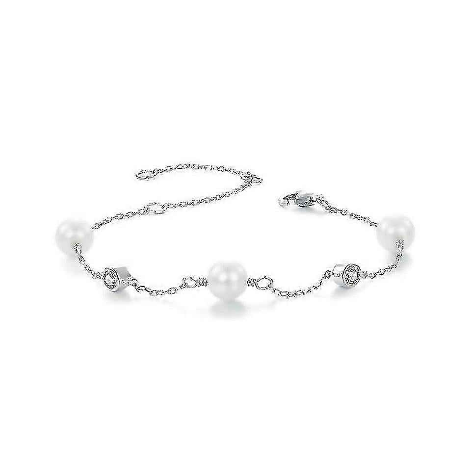 انسيال لؤلؤ ناعم بحجر موزنايت فضة عيار 925