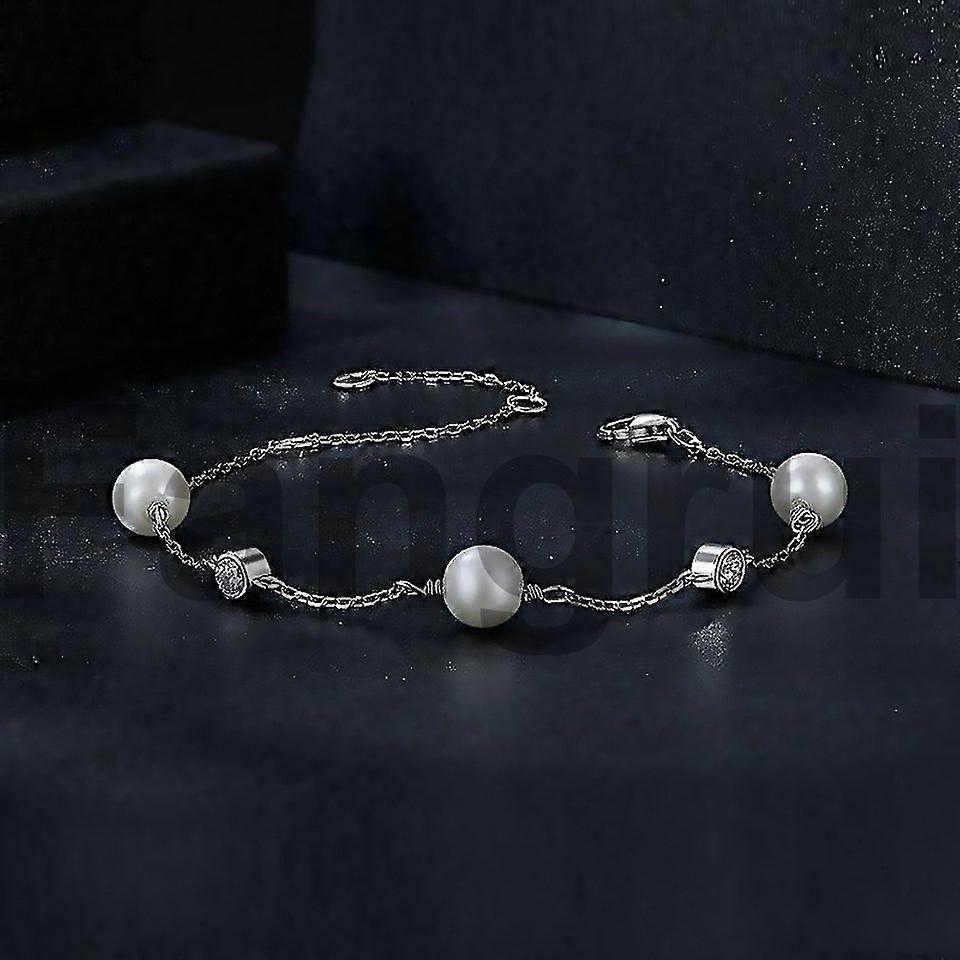 انسيال لؤلؤ ناعم بحجر موزنايت فضة عيار 925