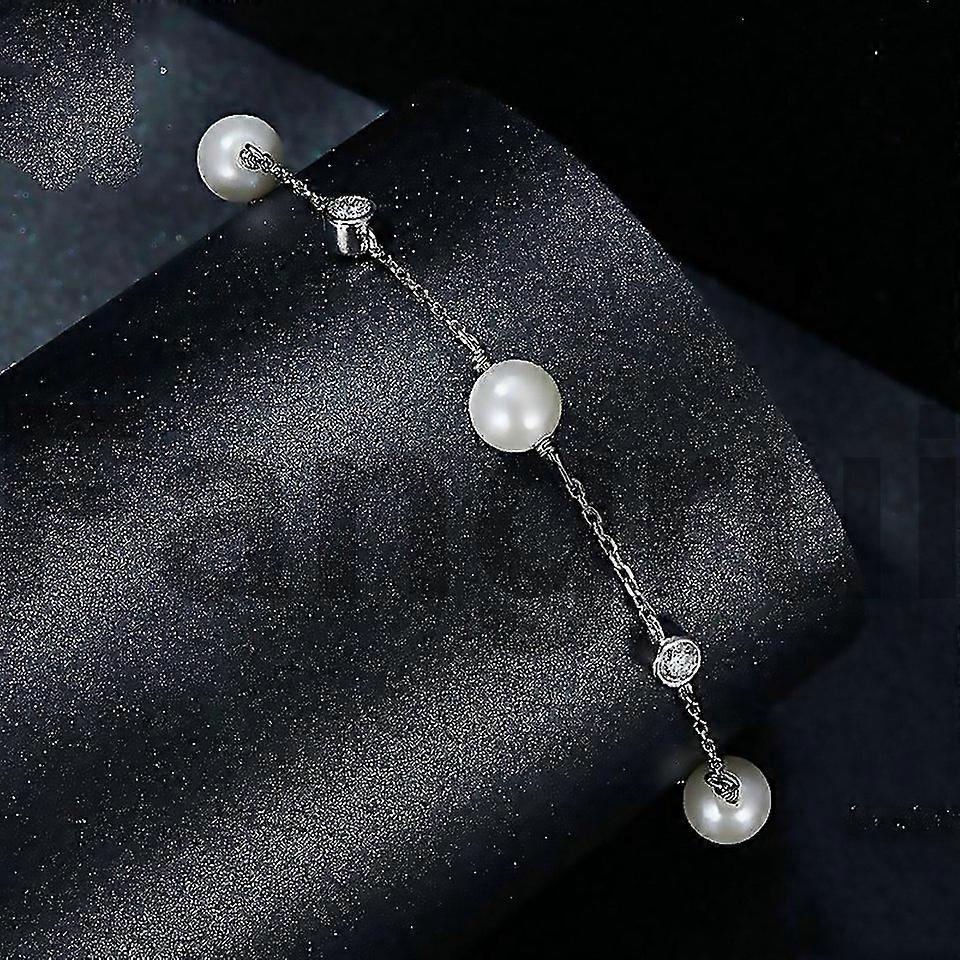 انسيال لؤلؤ ناعم بحجر موزنايت فضة عيار 925