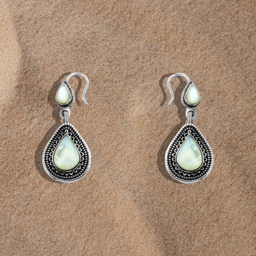 حلق الكمثرى فضه عيار 925 بتصميم عربي