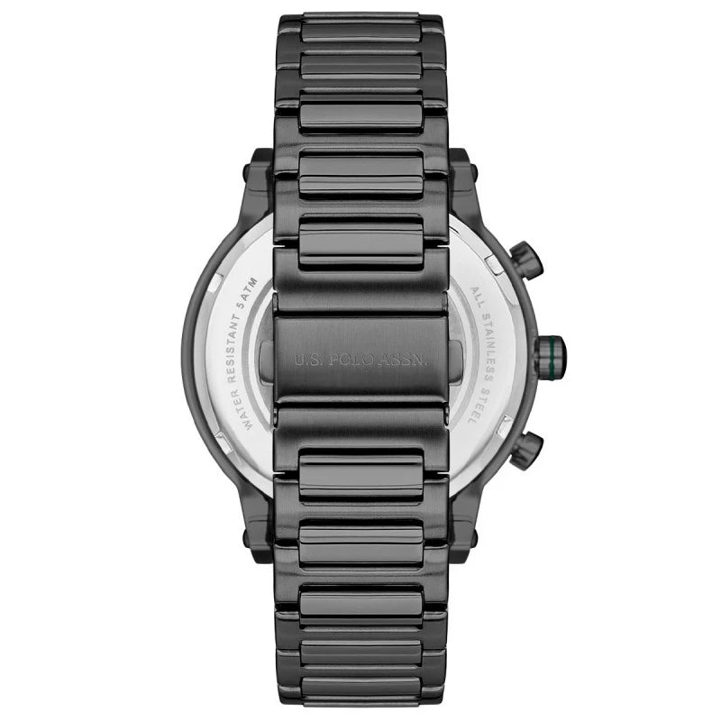 U.S. Polo Dark Gray Dial Black Stainless Steel Bracelet Men's Watch