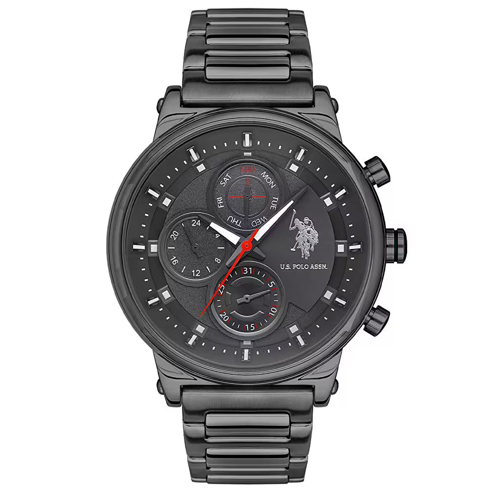 U.S. Polo Dark Gray Dial Black Stainless Steel Bracelet Men's Watch