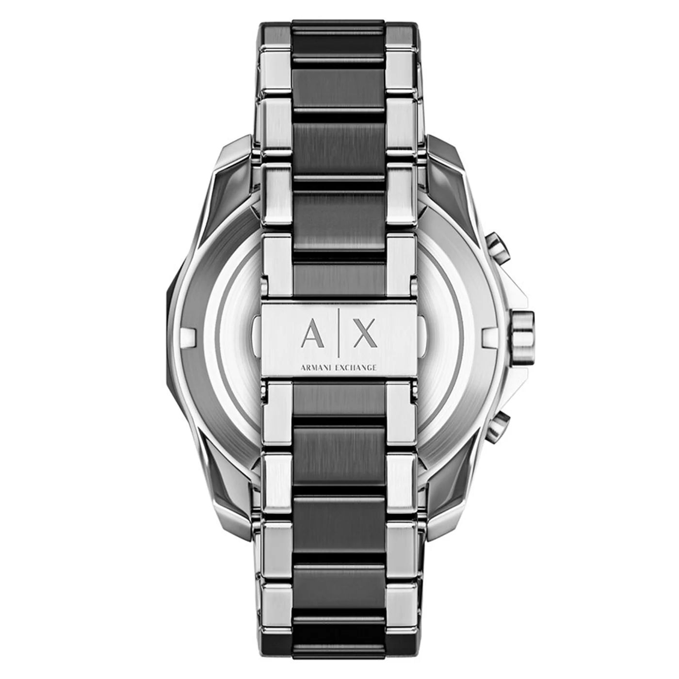 Armani Exchange Men's Chronograph Watch – Black Dial with Two-Tone Gray Stainless Steel Bracelet