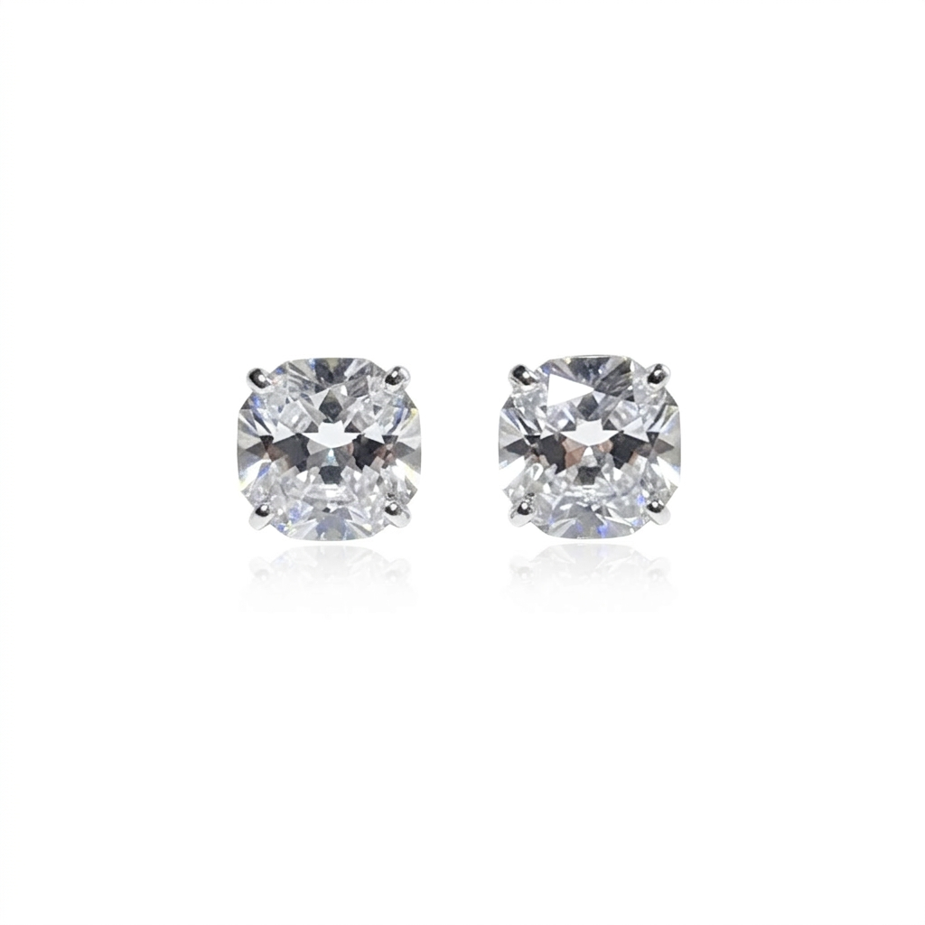 Delicate Screw-Back Stud Earrings with a Shiny Zircon Touch, 925 Silver