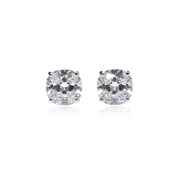 Delicate Screw-Back Stud Earrings with a Shiny Zircon Touch, 925 Silver