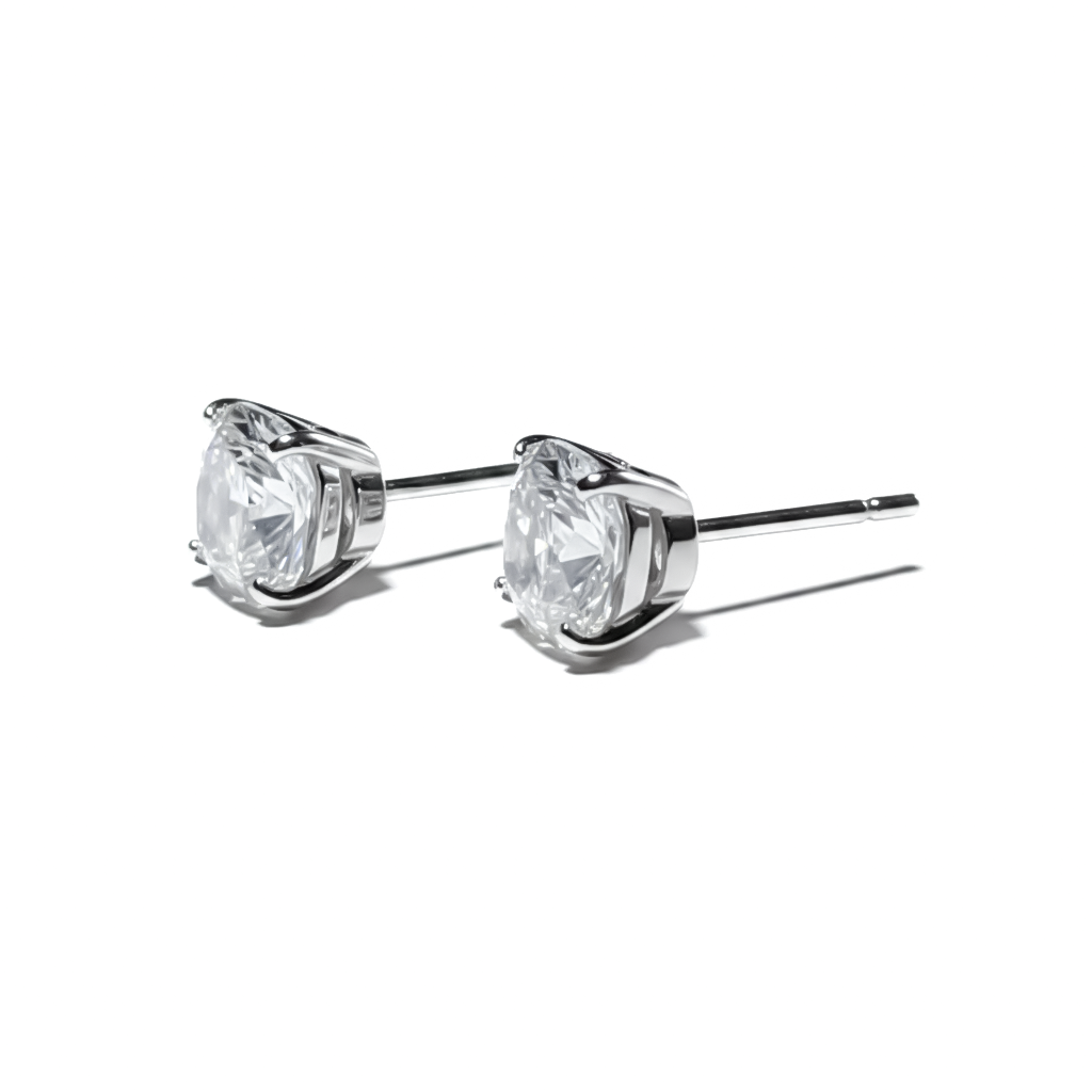 Delicate Screw-Back Stud Earrings with a Shiny Zircon Touch, 925 Silver