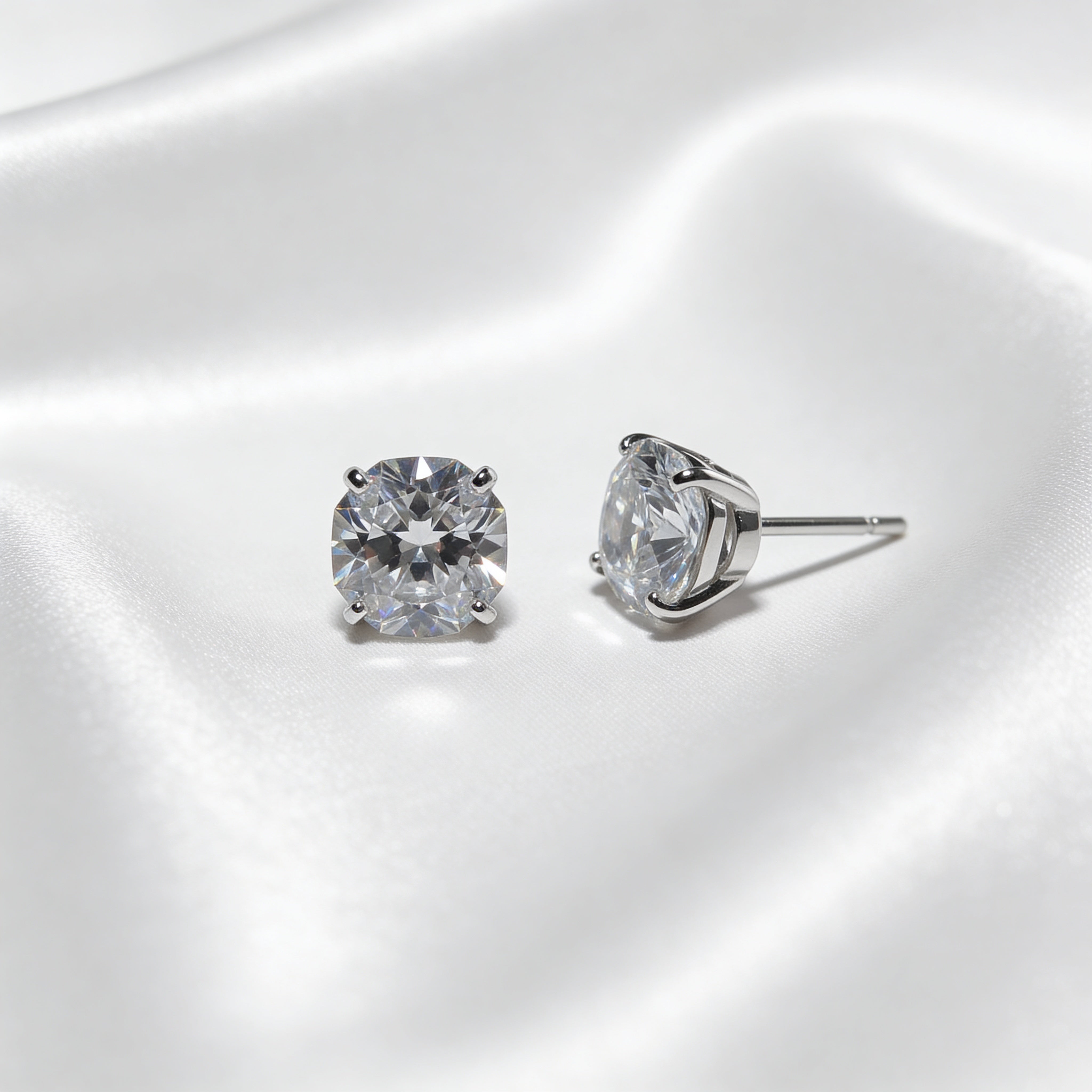 Delicate Screw-Back Stud Earrings with a Shiny Zircon Touch, 925 Silver