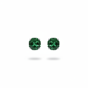 925 Silver Delicate Screw Back Earrings with Green Stone