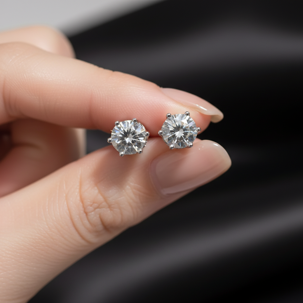 Luxury Stud Earrings with Royal Details – 925  Silver