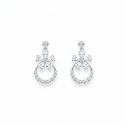 925 Silver Screw Back Drop Earrings with Flower Design