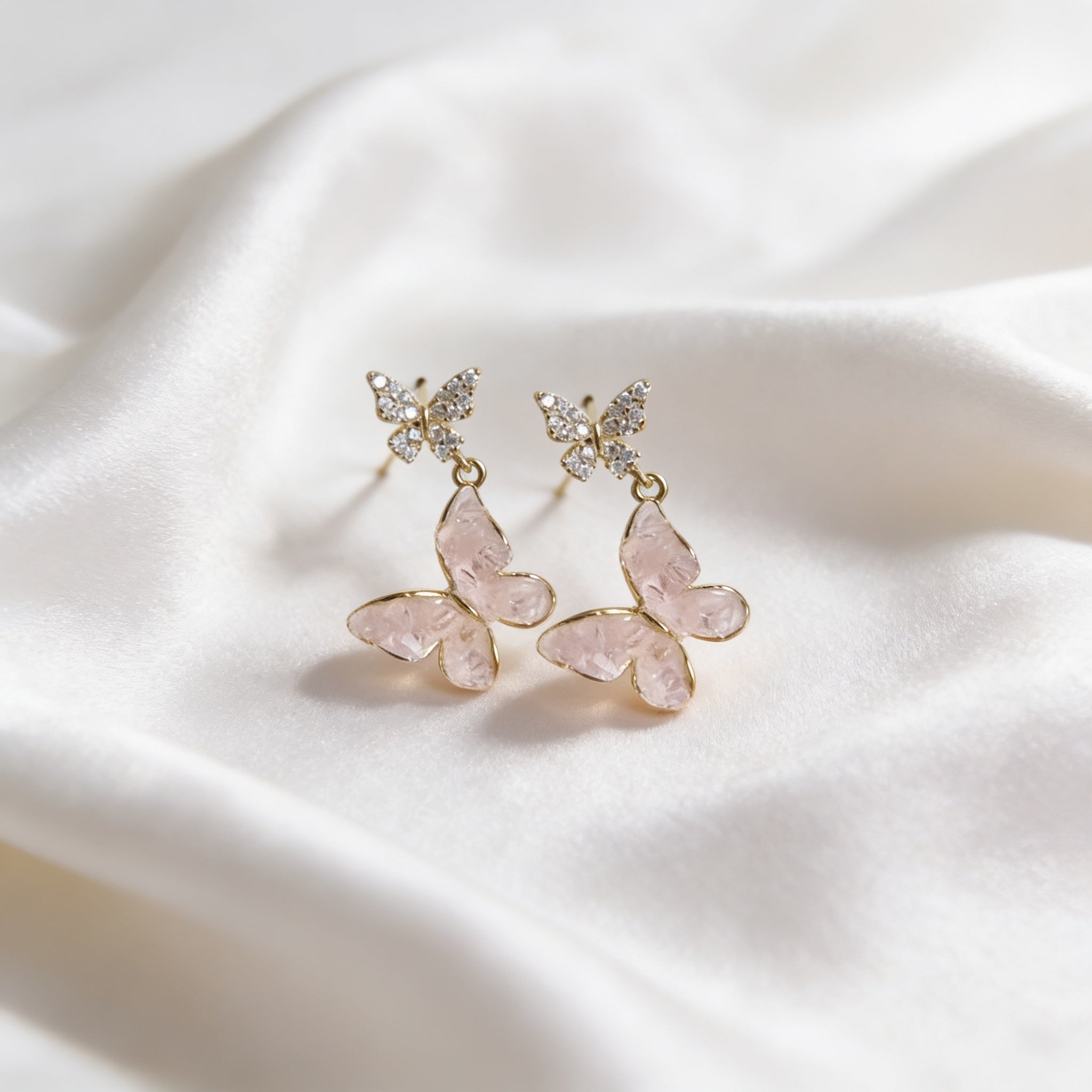Sparkling Butterfly Stud Earrings Gold Plated – 925 Silver