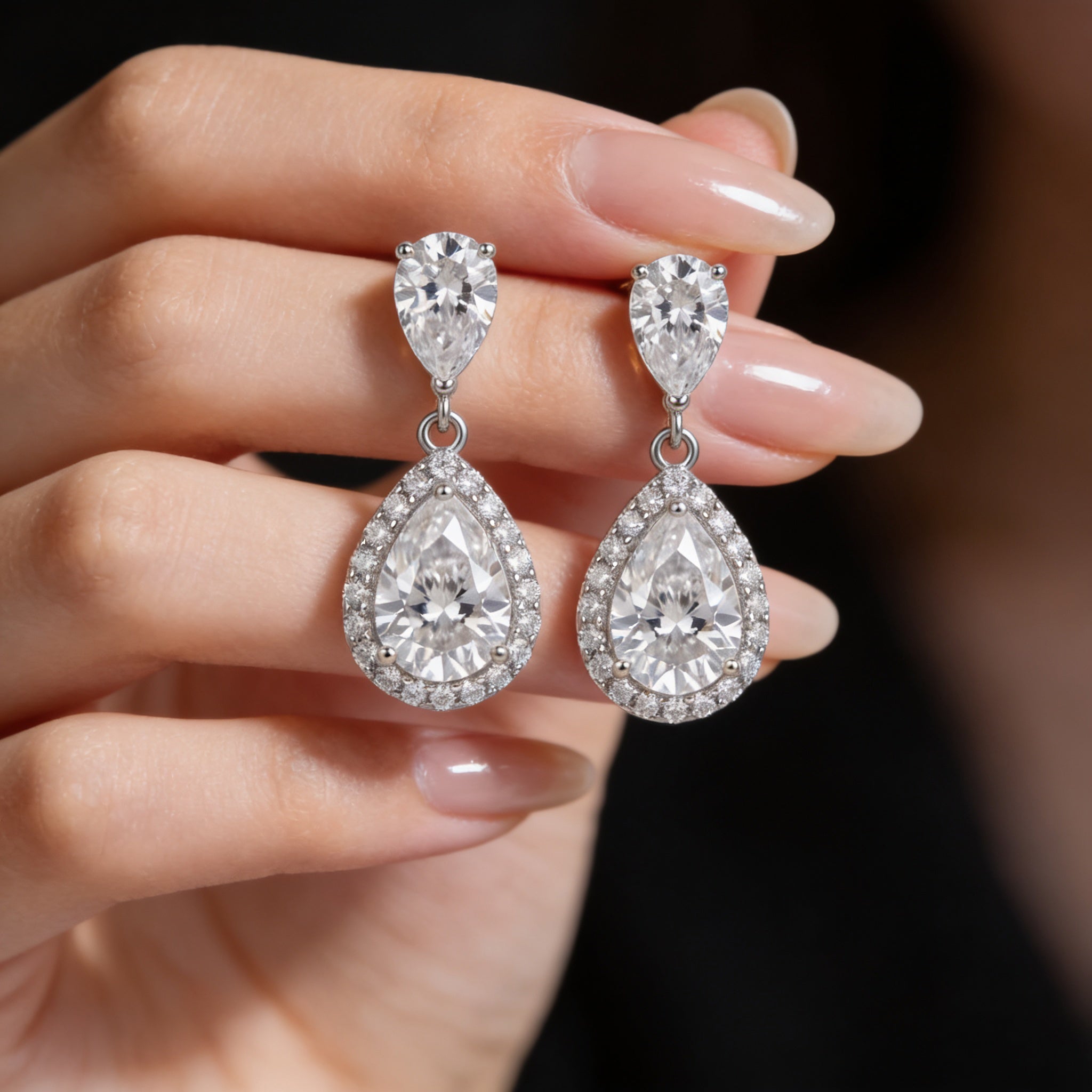 925 Silver Screw Back Earrings with Sparkling Stones