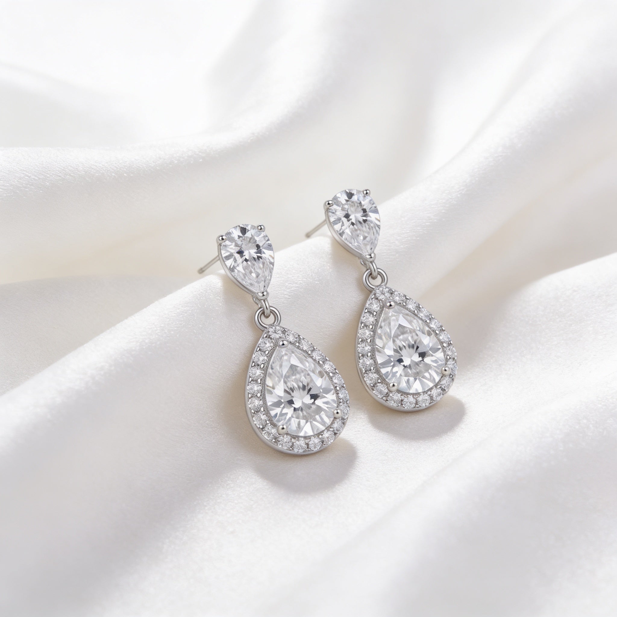 925 Silver Screw Back Earrings with Sparkling Stones