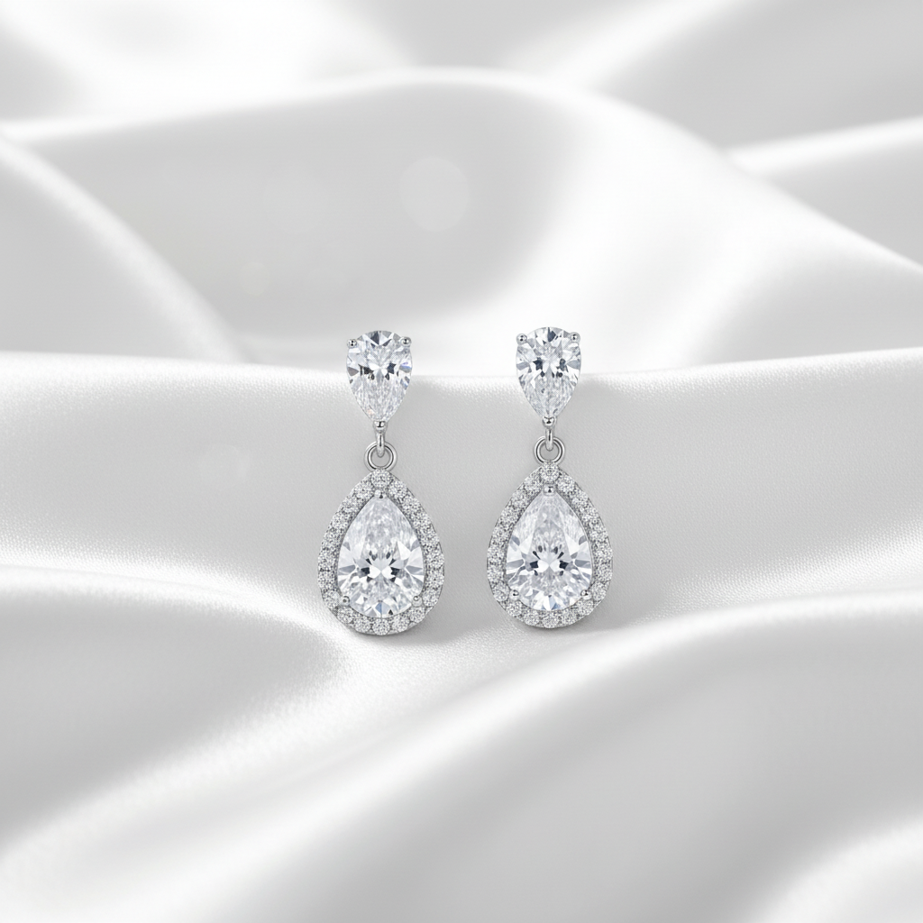 925 Silver Screw Back Earrings with Sparkling Stones