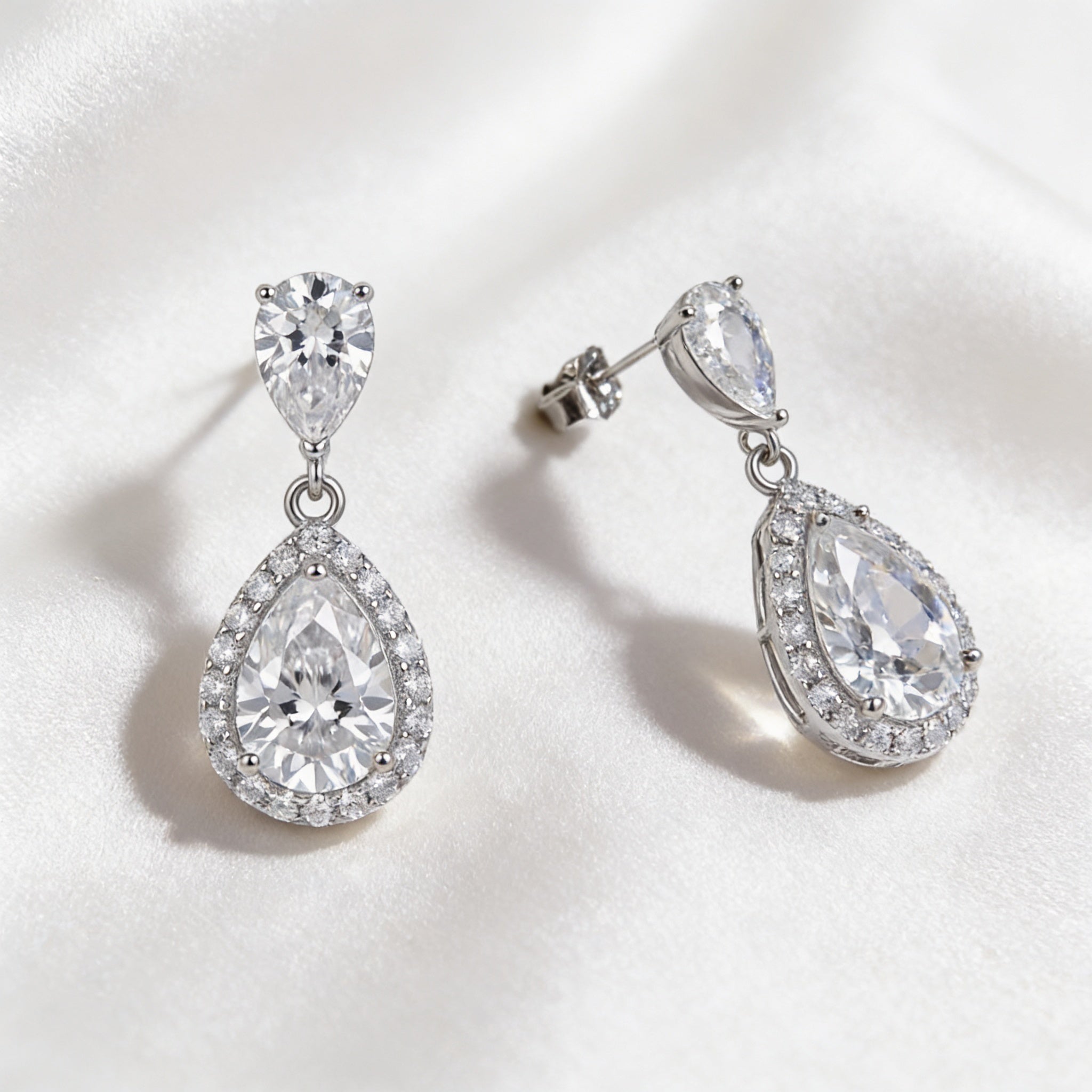 925 Silver Screw Back Earrings with Sparkling Stones