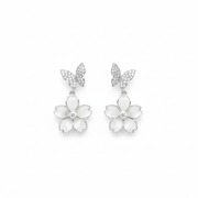 Nature-Inspired Flower and Butterfly Stud Earrings – 925 Silver