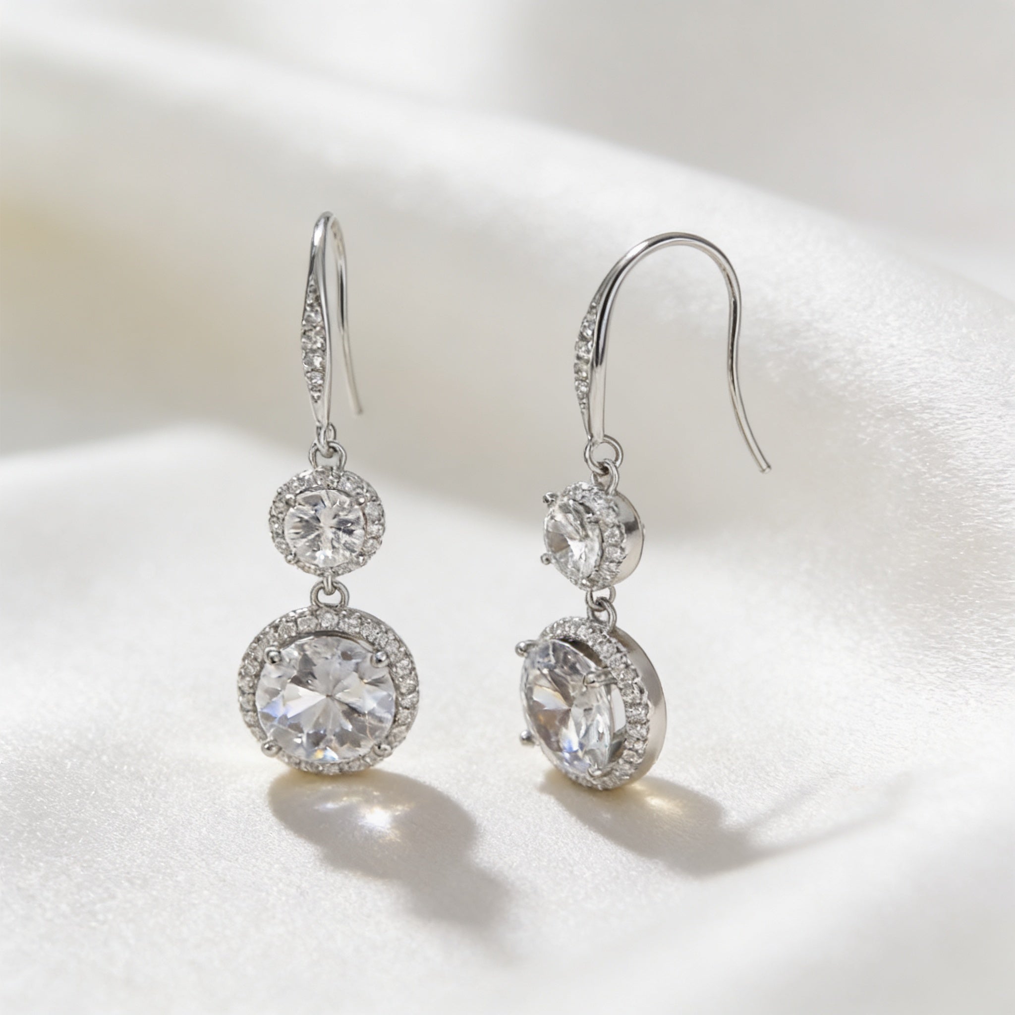 925 Silver Hook Earrings with Zircon Stones