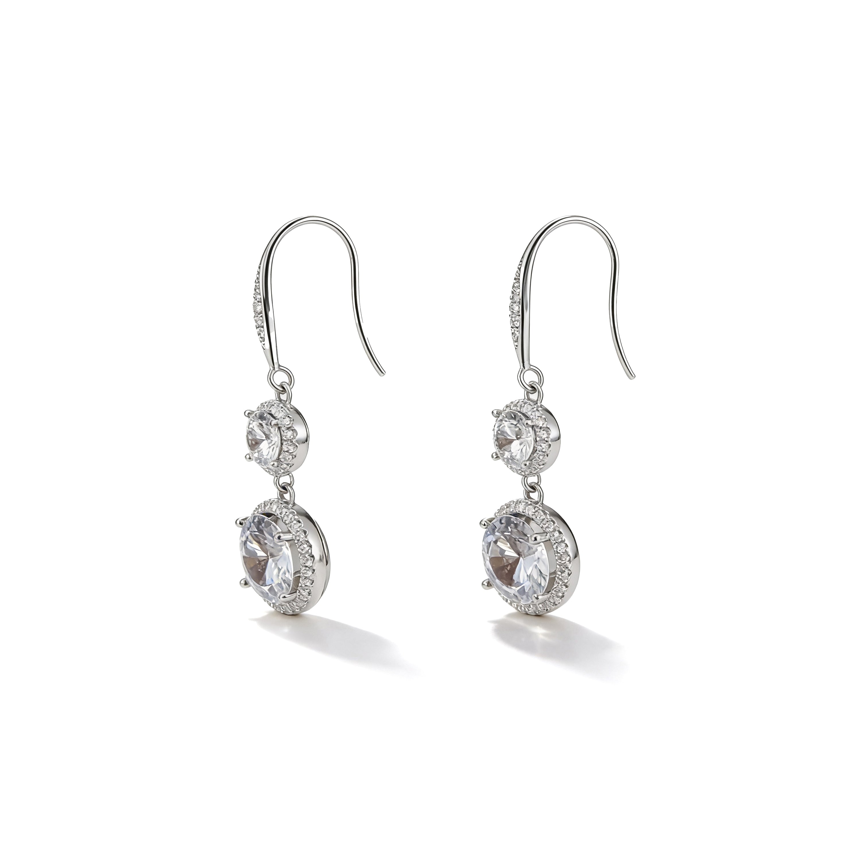 925 Silver Hook Earrings with Zircon Stones