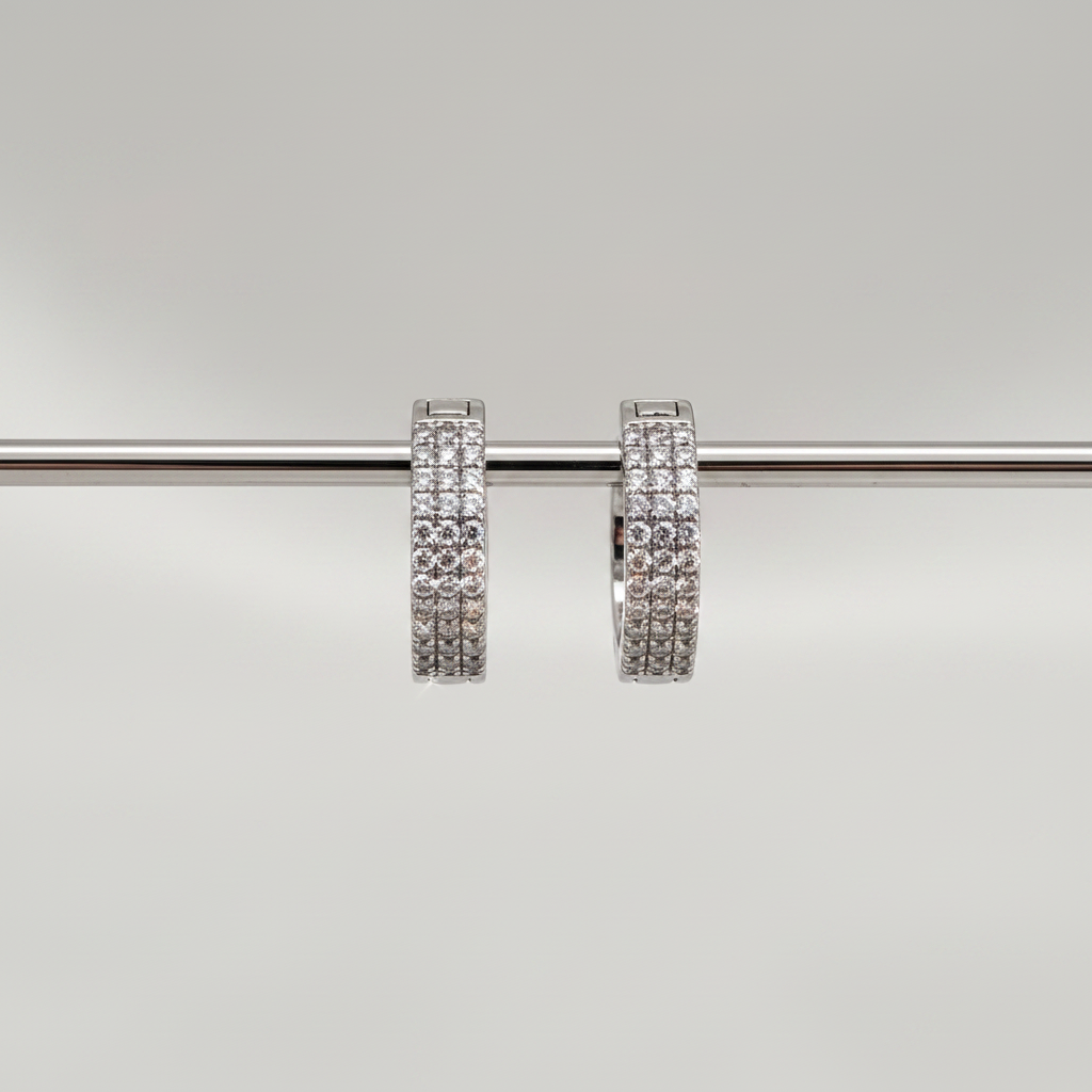 925 Silver Luxury Clip Earrings with Sparkling Stones