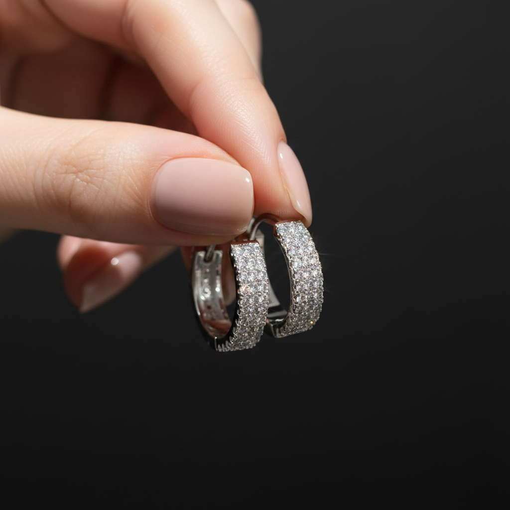925 Silver Luxury Clip Earrings with Sparkling Stones