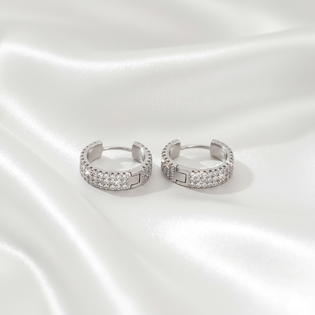 925 Silver Luxury Clip Earrings with Sparkling Stones