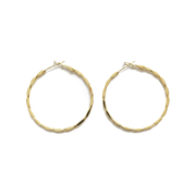 Wavy-Design Clip-On Hoop Earrings, Gold-Plated Over 925 Silver.