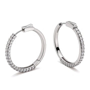 Clip-on hoop earrings adorned with sparkling zircon stones, 925 silver.