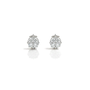 Floral Stud Earrings with Sparkling Stones – 925 Silver