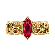 "Wa Inni La Ahwa Man Hawa Qalbi" Red Stone Ring