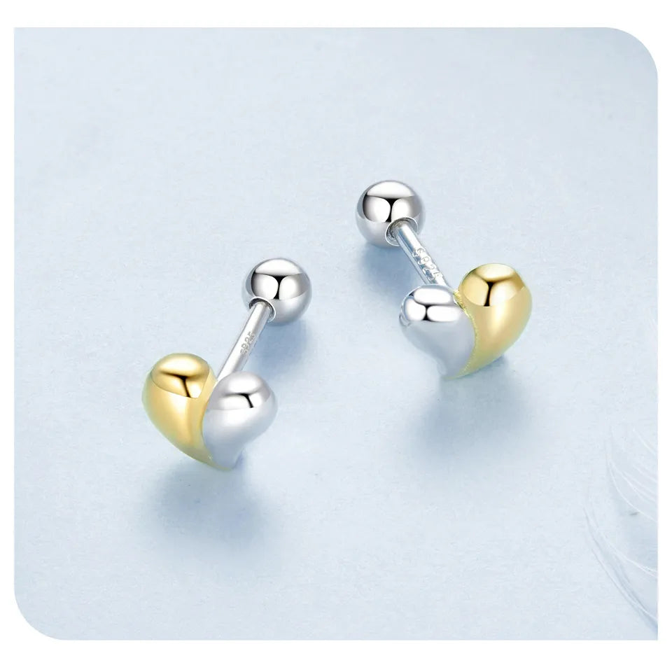 925 Silver Two-Tone Heart Earring