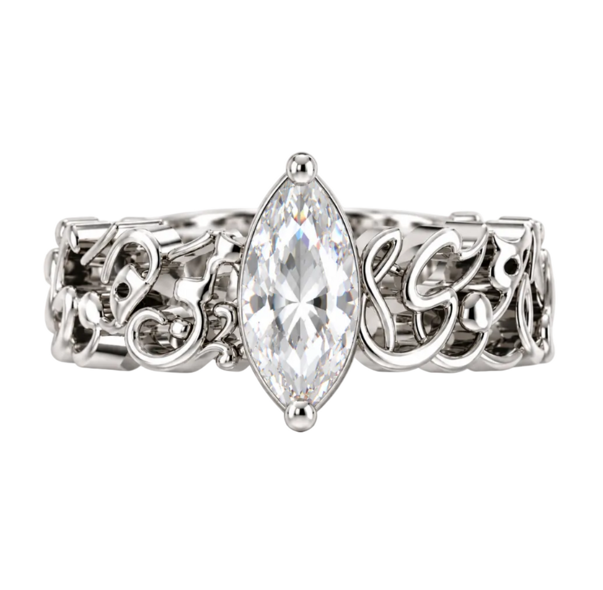 "Wa Inni La Ahwa Man Hawa Qalbi" White Stone Ring