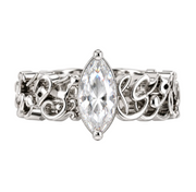 "Wa Inni La Ahwa Man Hawa Qalbi" White Stone Ring