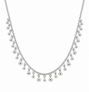 Silver Necklace with Dangling Round Charms 925 Silver