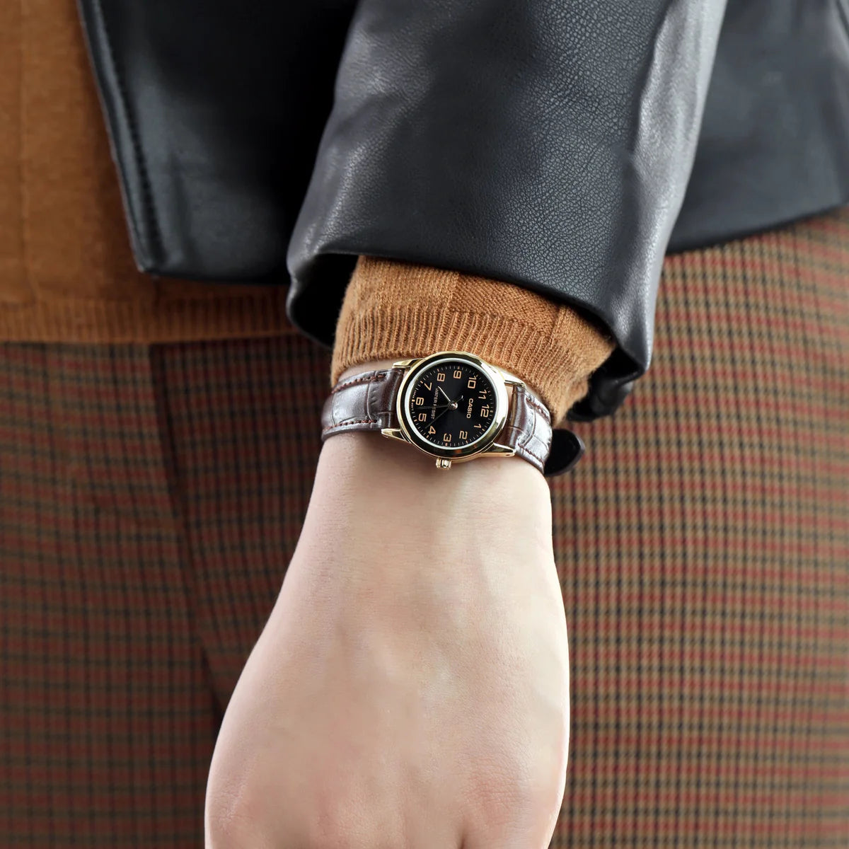 Casio Men's Analog Watch – Black Dial & Olive Resin Band