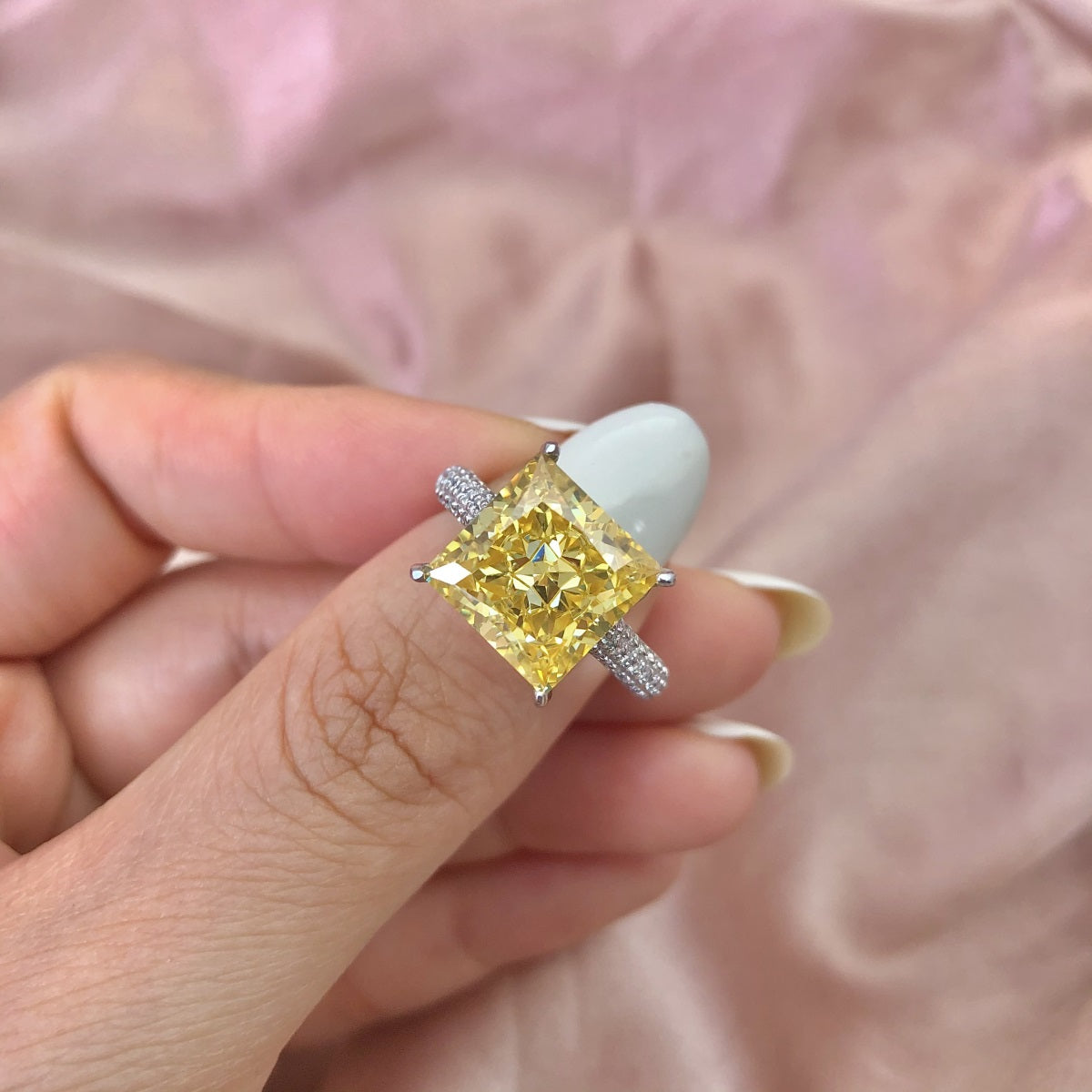 Yellow Ice Crushed 925 Silver Ring