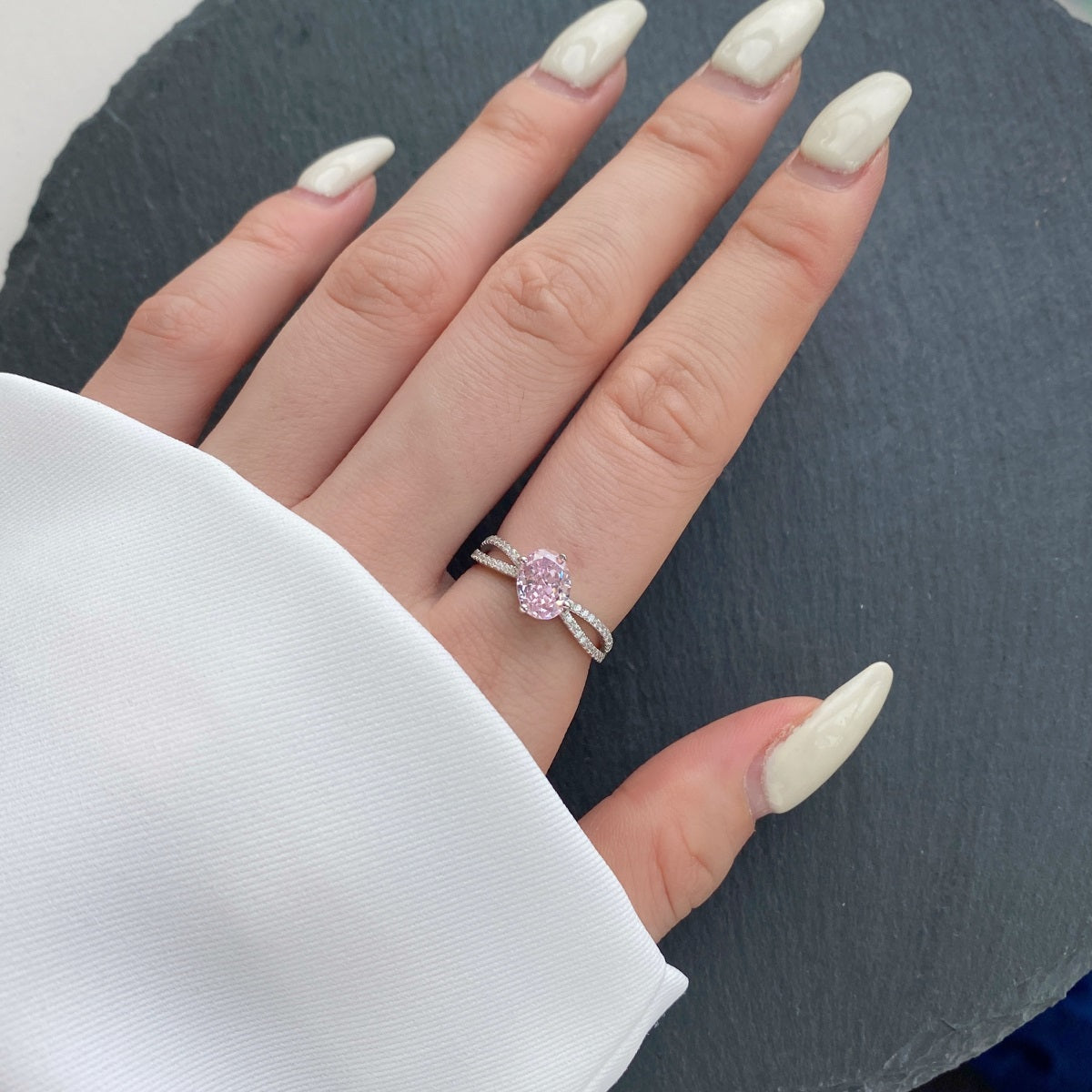 Pink Ice Crushed 925 Silver Ring