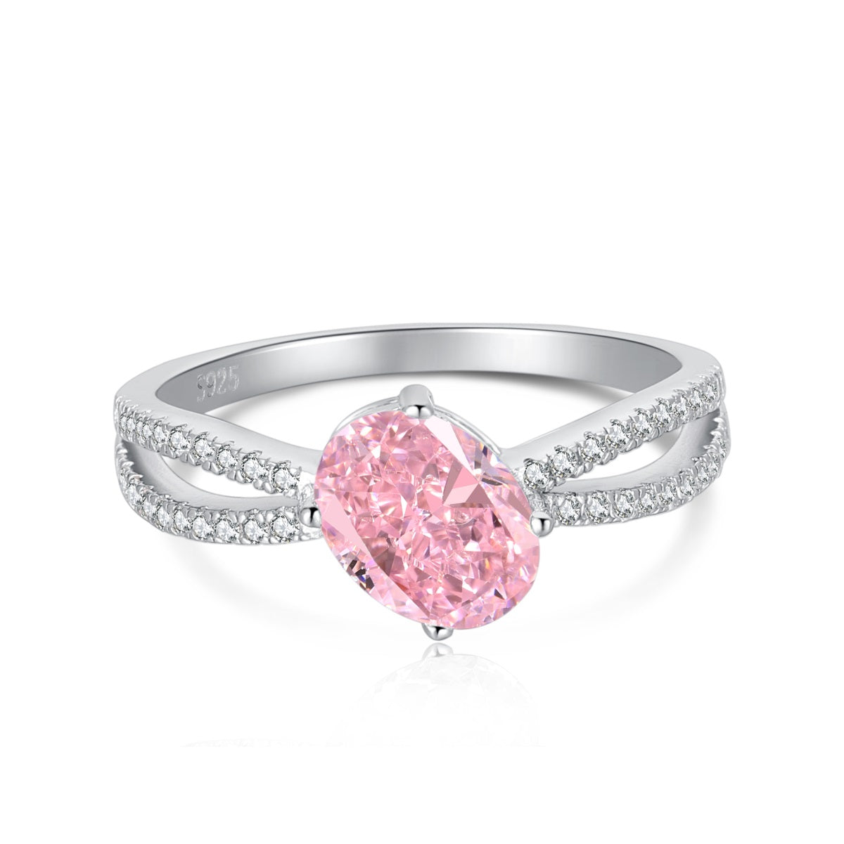 Pink Ice Crushed 925 Silver Ring
